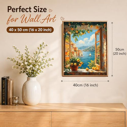 AUKELHJ Paint by Numbers Kit for Adults Beginner, Window View, 16X20 Inch - color: 04-Landscape