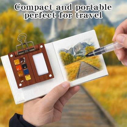 Travel Watercolor Paint Set - Pocket 8-Color Mini Paint Kit with Sketch Pad - color: 8 Colours D