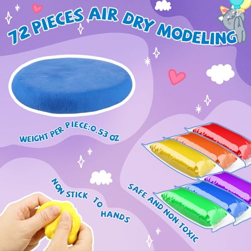VioraWhite 72 Pcs 38oz Air Dry Clay Bulk Modeling Clay,Fresh Color - color: Fresh Color