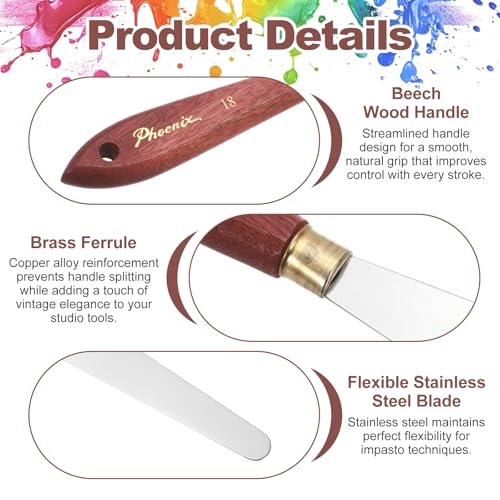MECCANIXITY Pack of 1 Palette Knife No.18, 9.4" Long Palette Knives with Stainless Steel Flexible Spatula Pallet Knife and Wood Handle for Scraping, Mixing, Oil Acrylic Painting Canvas - style: No.18