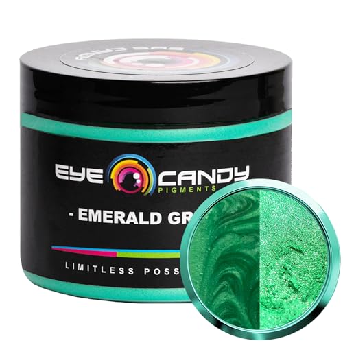 Eye Candy Pigments Premium Green Mica Powder - Emerald Green (50gr) - for Epoxy, Resin, Soap, Paint, Woodworking, Acrylic Pouring, Bath Bombs, Fishing Lures - DIY Arts and Crafts Additive - color: Emerald Green