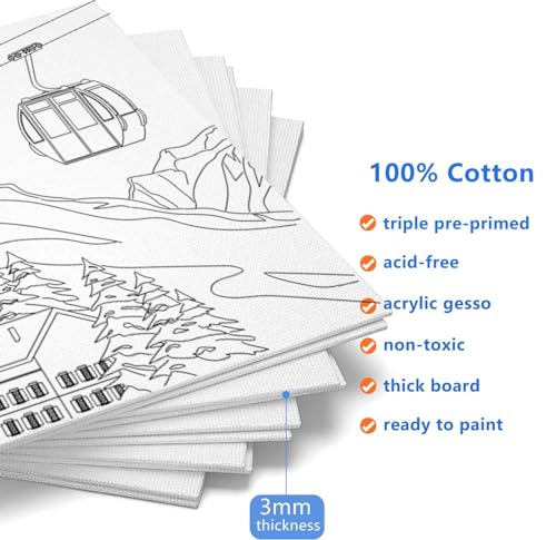 8 Pack (8x10) Pre Drawn Canvas Boards for Painting for Adults, Sip and Paint Party Supplies Canvas Painting Set, Beginner Favor, (Landscape) - style: Landscape