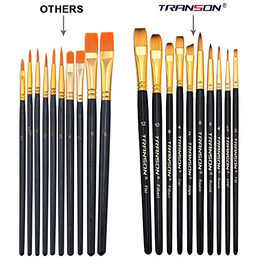 Transon 20pcs Art Painting Brush Set for Acrylic Watercolor Gouache Hobby Craft Face Painting Black - color: Black