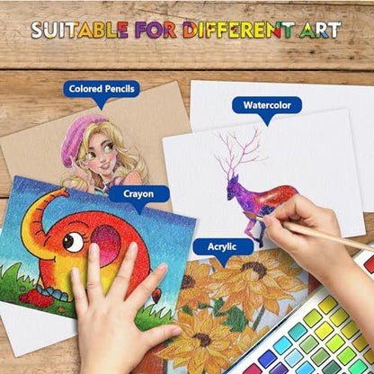 82 Sheets Watercolor Paper, 230 GSM Cotton Cold Press, 5x7 Inch Thick Off-White Acid-Free Artist Paper for Painting, Gouache, Acrylic, Sketching, Journals & Mixed Media