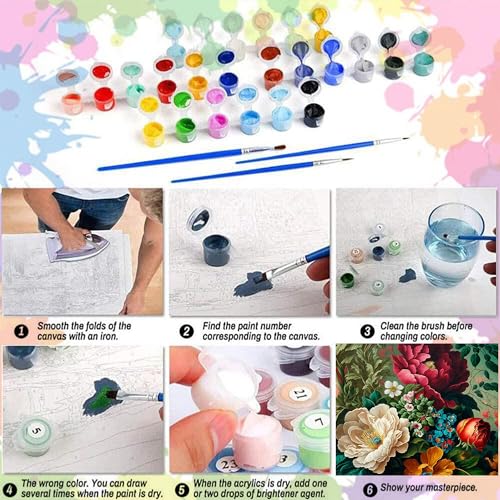 Arttoplus Flower Paint by Numbers Kit for Adults Canvas 16x20 inch - color: MT12500-US