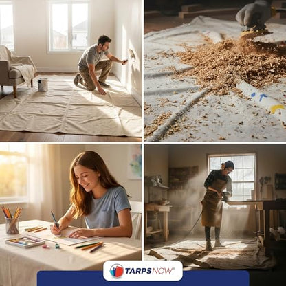Tarps Now 20x30 ft Premium Heavy Duty Canvas Drop Cloth for Painting - Reusable Painter Tarp, 100% Cotton Fabric Floor Cover & Furniture Protection, Washable Paint Drop Cloth - size: 20' x 30'