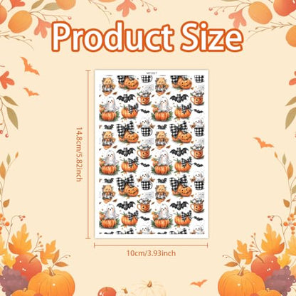 8 Pcs Halloween Transfer Paper for Polymer Clay, Skull Pumpkin Ghost Moon Spiders Pattern Water Transfer Sheet for Polymer Clay, Water Soluble Transfer Sheet for Earrings Jewelry Making 5.8X3.9 in - color: 8 PCS Halloween