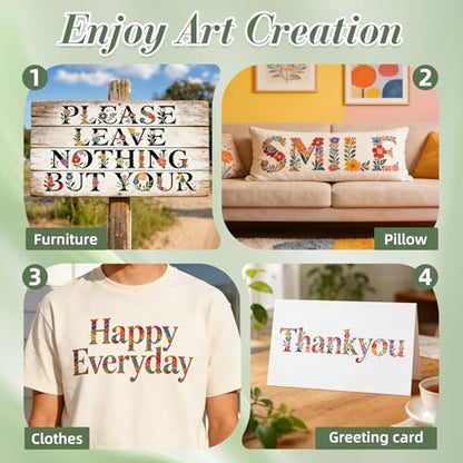 Letter Stencils for Crafts Reusable 36Pcs Number Stencils(5.1X5.1 Inch) - color: Floral Letter