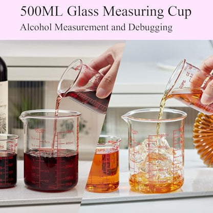 High Borosilicate Glass Measuring Cup Set-V-Shaped Spout，Includes 250ml(8OZ), 500ml(16OZ), and 1000ml(32OZ) Glass Measuring Beaker for Kitchen or Restaurant, Easy to Read - size: 250ml/500ml/1000ml Measuring Cup Set