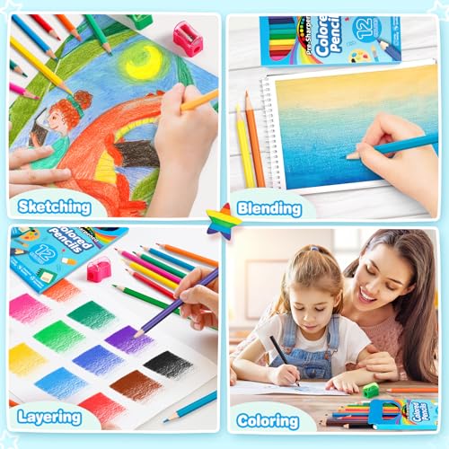 Jyusmile 432 Count Colored Pencils, Bulk 36 Boxes with 36 Sharpeners