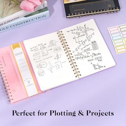 Yoment Graph Paper Spiral Notebook A5 Graphing Notebook 160 Pages | Graph Paper Notebook Spiral Bound Waterproof Plastic Hardcover Spiral Journal 5x7 Grid Notebooks for Note Taking,Purple - color: Purple, style: A - Graph - A5