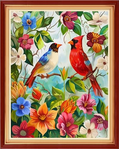 Funchey Stamped Cross Stitch Kits, DIY Cross Stitch Pattern for Adults Beginners Needlepoint Kits Embroidery Kit Arts and Crafts 11CT- Cute Colorful Bird 16x20 inch - color: Handicraft patterns08