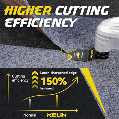 KELIN 6PCS Titanium Oscillating Tool Blades, Universal Multitool Blades | Multitool Hook Knife for Soft Materials Like Roofing Shingles,Carpet,Cardboard & PVC Flooring,Universal Interface - size: 6 PCS B