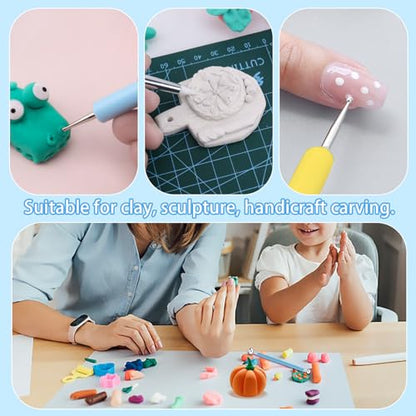 Dotting Tools, Silicone Clay Sculpting Tool, Clay Tools | Polymer Clay Tools, Clay Sculpting Tools with 15 PCS Modeling Dotting Tool, Embossing Tool for Modeling, Nail, Painting - color: Color B
