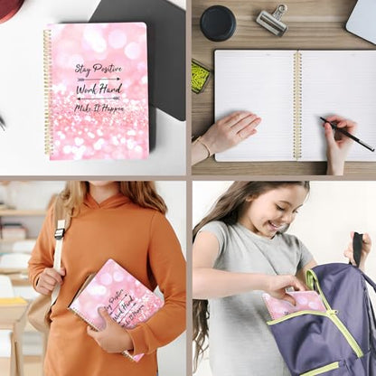 Cute Spiral Notebook journal A4 Aesthetic Pretty Design for Women Girls Kawaii with Pocket, 8.5 x 11 inch, Lined, Positive - color: Positive, style: Lined