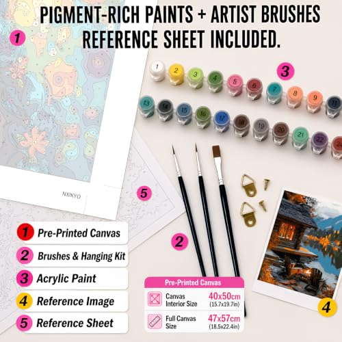 NXIKYO Autumn Landscape Paint by Number for Adults Beginners, Mountains Lake Adults Paint by Numbers Kits on Canvas, DIY Oil Painting Acrylic Paints for Home Wall Art Decor(16x20inch) - color: blue#YH023