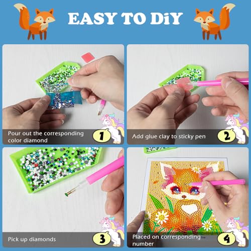 Labeol Diamond Art Kits for Kids Crafts for Girls Ages 6-8-10-12 Easy to DIY Creative Diamond Art Sticker Craft by Numbers Kits for Kids and Adult Beginners (Classic) - style: Classic