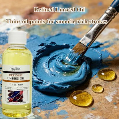 Refined Linseed Oil 2.7oz – Artist Grade for Thinning Oil Paints | Slows drying time.Increases gloss & transparency.Ideal oil paint medium for artists.Smooths brushwork.Enhances color depth