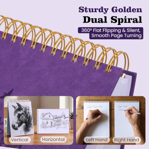 Blank Notebook 8.5 x 11, Hardcover Sketchbook Sketch Pad, Thick Paper, Gift | 300 Page Top Spiral Notebook, No Bleed Unlined Journal for Women Men Kids Journaling Sketching, Lay Flat, Durable PU Leather - color: Blue, size: 8.5” x 11”