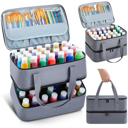Abbylike Acrylic Paint Organizer Bag for up to 56 Bottles (2 Oz),Gray - color: Gray