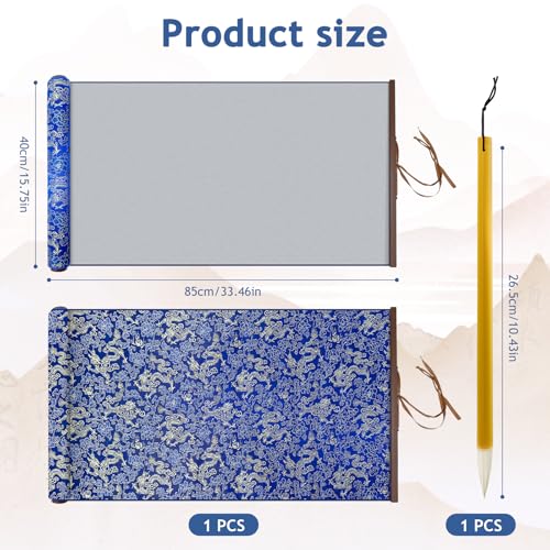 Reusable Calligraphy Cloth, No Ink Magic Water Painting Paper for Chinese Calligraphy Practice, Professional Water Drawing Mat Writing Cloth Scroll for Beginners -Blue - color: Blue