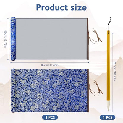 Reusable Calligraphy Cloth, No Ink Magic Water Painting Paper for Chinese Calligraphy Practice, Professional Water Drawing Mat Writing Cloth Scroll for Beginners -Blue - color: Blue