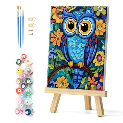 Natuyalo Framed Paint by Numbers Kit for Adults Beginners, Owl Easy Paint by Number with Frame, Animals Acrylic Paint by Number Kits on Canvas 12x16 Inch - color: Color-06