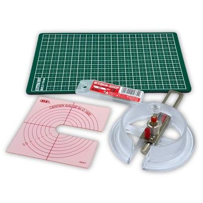 NT iC-1500P Circle Cutter Set with Center Gauge, Adjustable Paper Craft Tool, Blades (BDA-200P) + Cutting Mat, Made in Japan