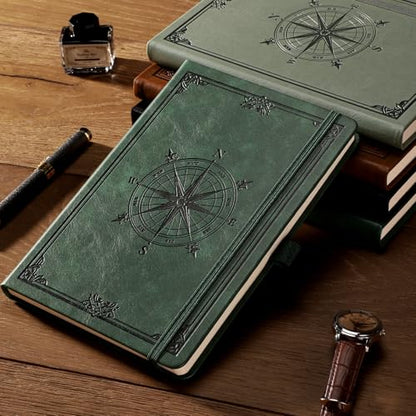AHGXG Blank Journal Notebook, 192 Pages, A5 Medium Size (5.7'' x 8.3'') - color: Dark Green, style: Unlined