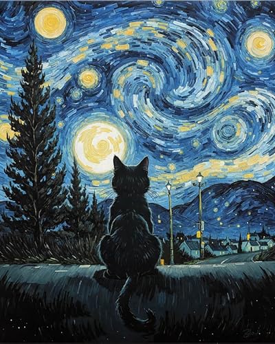 ldazao Cat Paint By Numbers Kit for Adults, Cats Adult Paint By Number Kits for Beginner DIY Easy Cat Oil Art Painting Kits Home Room Wall Decor Gift 16x20 Inch - color: DD041