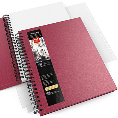 ARTEZA Watercolor Sketchbook, 2-Pack, 64 Pages Each, 9 x 12 Inches, Pink Hardcover, 140-Pound Spiral-Bound Paper - color: Pink, size: 9x12 inch - 2 pack