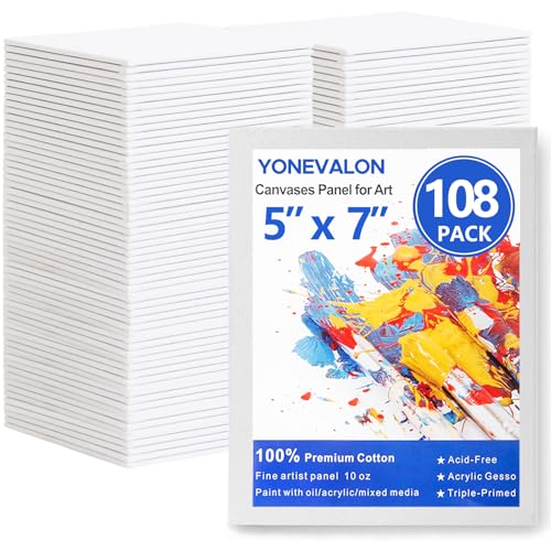 Canvas Boards for Painting Bulk 108 Pack, 5x7 Inch Small Painting Canvases - size: 5"x7" - 108pcs