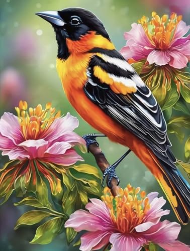 WCHUIMM Bird Diamond Painting Kits for Adults The Elegant Magpie Diamond Art Kits for 5D Magpie Gem Art Kits for Adult Flower DIY Crafts Kits for Home Wall Decor Gifts 12x16 inch - color: Spring and the birds