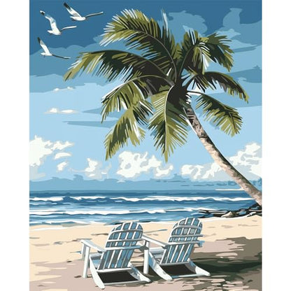 Natuyalo Paint by Numbers Kit for Adults - Beach DIY Adult Paint by Number Kits Seascape Acrylic Canvas Painting for Adults Beginners Kids Art Crafts Without Frame, 16x20 Inch - color: ART-01
