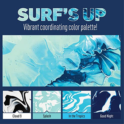 FolkArt Drizzle Pre-Mixed Acrylic Pouring Paint Set, Surf's Up Set of 4 Premium High Gloss Finish Fluid Pouring Paints Perfect for Indoor & Outdoor Arts and Crafts Projects, 50414
