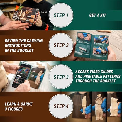 BeaverCraft Wood Carving Kit for Beginners S16 – Whittling Knives Sloyd, Chip Wood Carving Knife, Basswood Blocks for Carvers - Whittling Tools Set