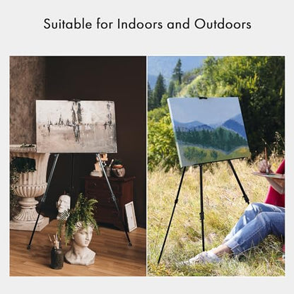 Artify Easel Stand for Sign, Adjustable Double-Tier Portable Art Easel Stand, Height Adjustable from 22-66 Inches, Tripod Display Easel for Painting and Sign, Includes Carrying Bag, 66 Inches, Black - style: 66''B, 1-pack