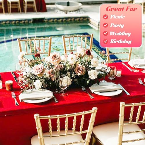 Red Table Cover Roll Disposable Tablecloth: 54in X 120ft Table Covers Plastic Table Cover Roll with Easy Slide Cutter Red Table Covers for Parties Disposable - color: Red, size: 1440" x 54" (Rectangular)