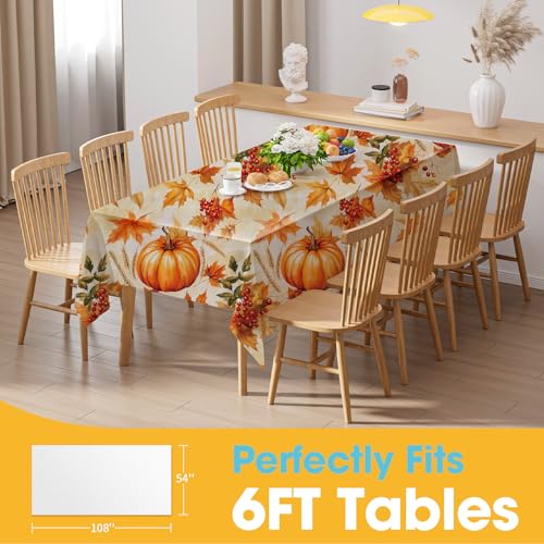 Niuara Fall Pumpkin Plastic Table Cloth Disposable, 4 Pack, 54 x 108 in | Rectangle, 6 ft Tables, Fall Thanksgiving Party, Holiday Gathering - color: Fall Pumpkin, size: 54" x 108" - 4 Packs