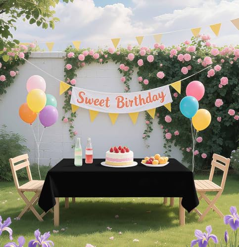 HEIPINIUYE 2 Pack Black Tablecloth Disposable 54 x 108 Inch Black Plastic Table Cloth Disposable Waterproof Rectangle Table Cover for Party Birthday Camping Picnic Tablecloths - color: Black Rectangle Tablecloth, size: 2 Pack