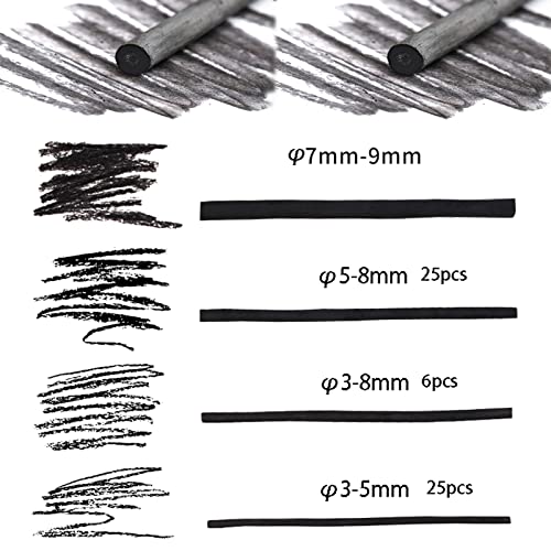 3-8mm Willow Charcoal Sticks for Sketching and Drawing Art Supplies for Professionals Students and Hobbyists