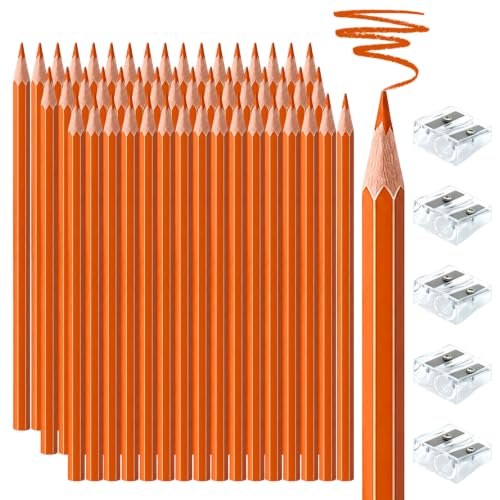30 PCS Orange Colored Pencils, Pre-sharpened Professional Wooden Art Pencils Set for Artists Painting | Premium Drawing Sketching Supplies - color: orange