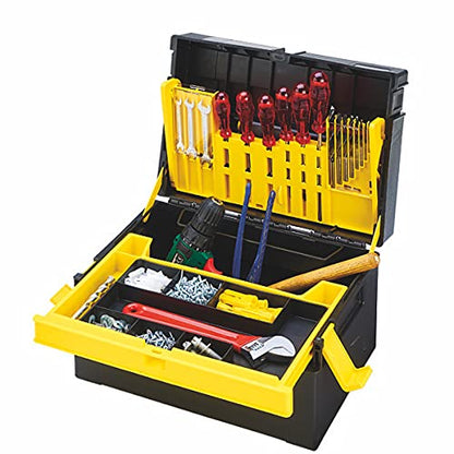 Compacto Tool Organizer Box with Removable Tray | Heavy-Duty Plastic Toolbox with Compartments for DIY, Electrical, and Craft Tools | Portable, Lockable & Durable | 10,62''X14,96''X8,66'' | by Onuva