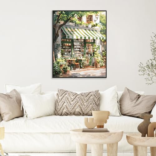 Paint by Numbers Kit for Adults, Cozy Café Number Painting Canvas Kit - color: Cafe-1
