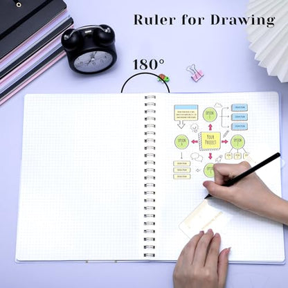 Yoment Graph Paper Notebook Spiral Notebook 8.5 x 11 Large Grid Notebooks | 100 GSM Thick Graph Paper, A4 Plastic Cover Graphing Notebook for Work School Engineering, A4 Purple - color: Purple, style: E - Graph - A4