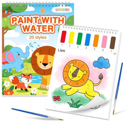 Paint with Water Coloring Books for Kids & Toddlers(Animal) | Mess Free Watercolor Painting Set, Water Color Painting Book,Craft Art Kit, Boys & Girls Birthday Gift, Travel Activity Toy - style: Animal A