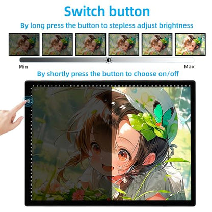 A3 LED Light Tracing Box with Stand & 2 Clips, 3-Level Brightness & 2 Color Temperature, Ultra-Thin USB Powered Light Pad for Diamond Art, Tattoo, Sketching, Animation, Stenciling - style: A3SA