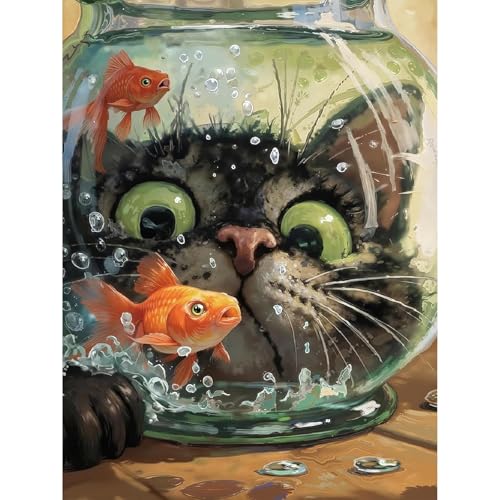 Paint by Numbers Kit for Adults,Cute Cat DIY Paint by Number 12x16 In - color: MT6054-0403