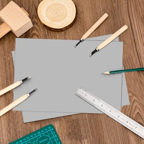 Yeaqee 8 Pcs Linoleum Block Rubber Carving Block Soft Linocut Blocks Large Linoleum Sheet Unmounted Lino Plates for Engraving Art Project Printmaking Artist Studio Supplies (4 x 6 Inch,Gray) - color: Gray, size: 4 x 6 Inch