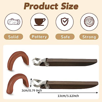 2 Pcs Pottery Handle Making Tools, Adjustable Clay Cutters,Classic Style | Mug Handle Carving Tool for Beginners Enthusiasts, Adjustable Cut Depth, Steel Cutting Heads, Smooth Wood Grips, Home Studio - color: Classic Style